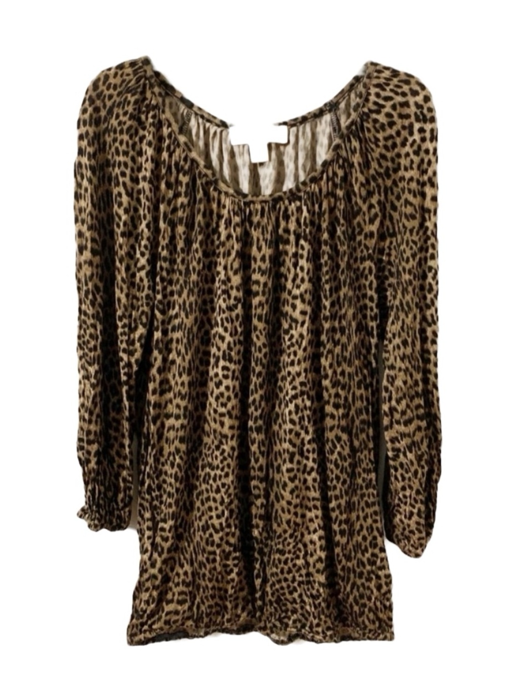 MICHAEL Michael Kors Animal Print Scoop Neck Peasant Elastic Waist Blouse